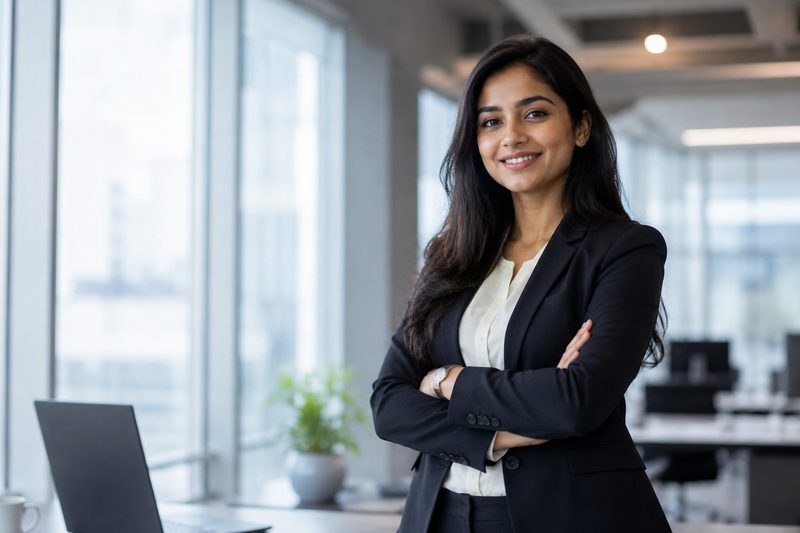 Certified professional working in a modern office